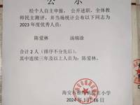 海安市雅周镇倪庄小学2023年度评优公示